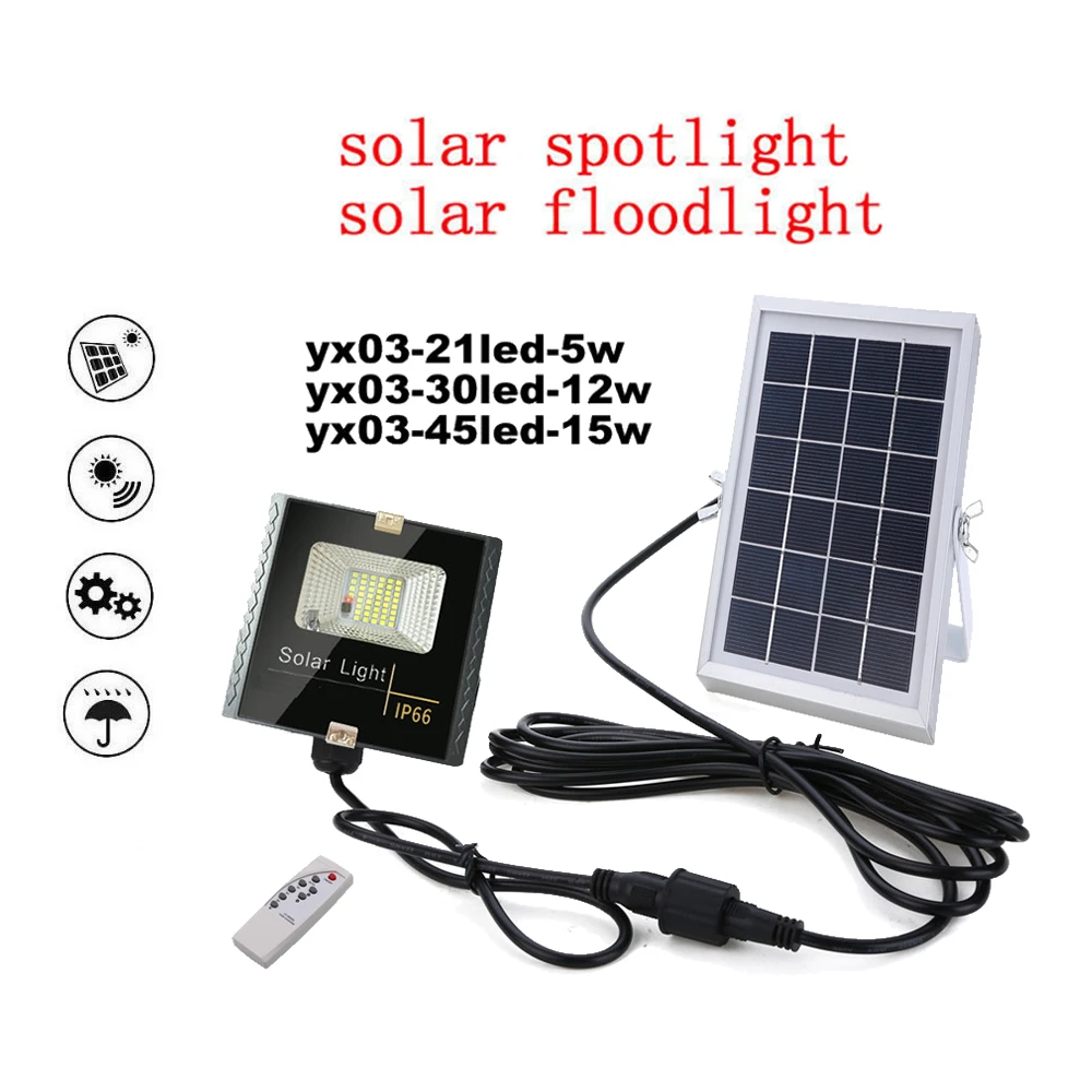 

LED Solar lamp Solar Rechargeable Energy Saving Security Lights Outdoor Waterproof Porch Garden light remote timer split mount i