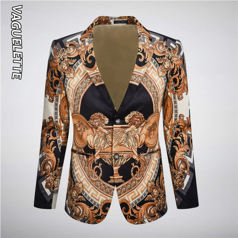 VAGUELETTE Elegant Pattern Blazer For Men Stage Party Dress Suit Jacket Coats Luxury Print Men Blazers Slim Fit Wedding Clothing VAGUELETTE Elegant Pattern Blazer For Men Stage Party Dress Suit Jacket Coats Luxury Print Men Blazers Slim Fit Wedding Clothing