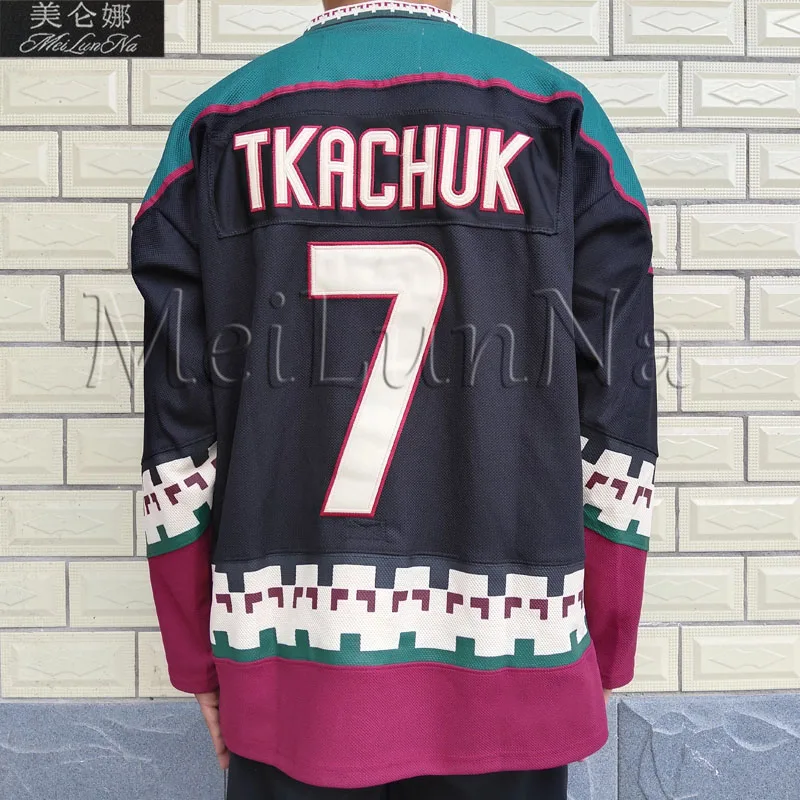 

MeiLunNa Phoenix Coyotes 97 Jeremy Roenick 7 Keith Tkachuk Black Hockey Jersey 0001 Embroidery Stitched