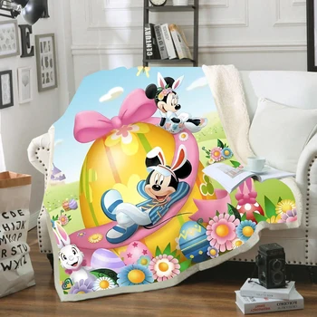

Mickey Minnie Easter Flannel 3D Print Soft Travel Bedroom Warm Bedroom Textile Sherpa Fleece Thick Blanket for Beds Plush