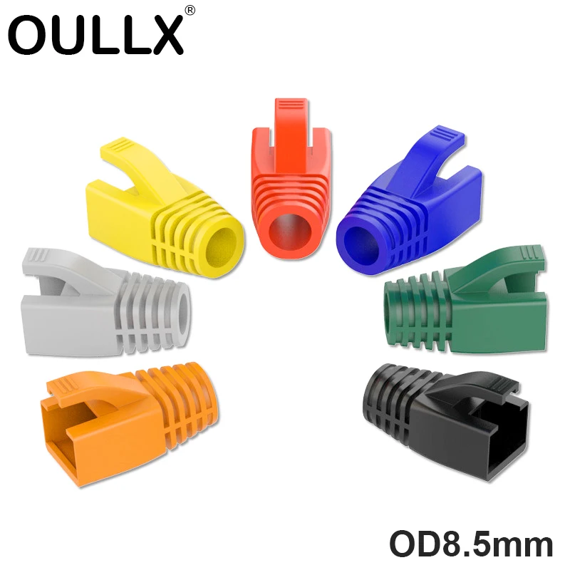 OULLX RJ45 Cat7 Cap Cat6a сетевой Ethernet кабель Разъем Cat 7 штекер защитные разноцветные сапоги