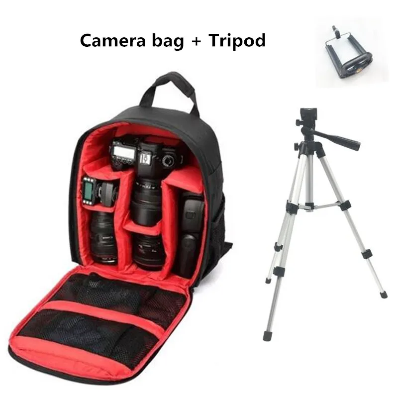 Red with Tripod Водонепроницаемая сумка для цифровой зеркальной фотокамеры Рюкзак для видеокамеры Mochila Fotografia двойные сумки на плечо для Nikon Canon - Цвет: Red with Tripod