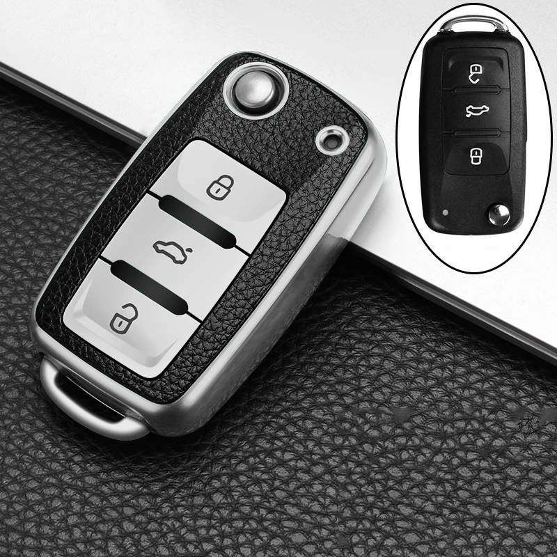 TPU Leather Car Key Cover Case For VW POLO Tiguan Passat B5 B6 B7 Golf EOS Scirocco Jetta MK6 Skoda Octavia Accessories