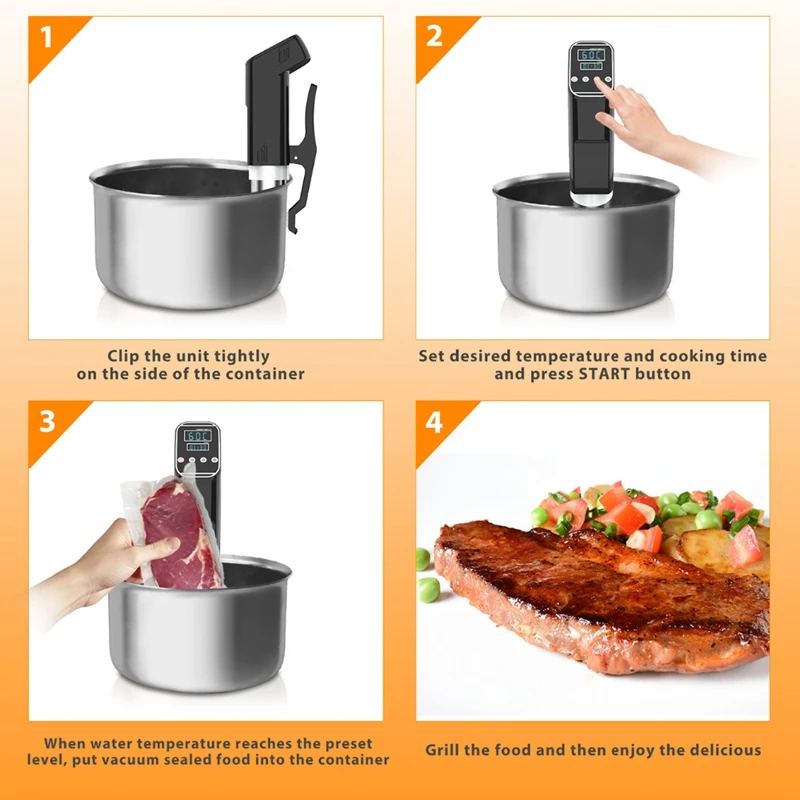 Food Vacuum Low Temperature CookingCooker Immersion Heater Circulator Accurate Temperature Control Vacuum Slow Processor EU /220