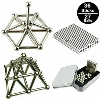 

Magnets Cube Magic Building Blocks Construction toys for Children Educational Bucky Magnetic Sticks Steel Balls Set Puzzle Toys