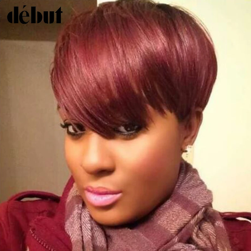 Debut Wigs For Black Women Brazilian Remy Short Straight Human
