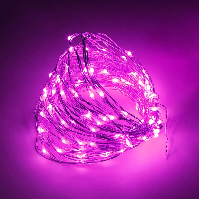 Pink Новинка года, 10 м, 5 м, 2 м, светодиодная медная проволочная гирлянда, сказочные огни, Рождественская елка, Декор, Ноэль, рождественские украшения для дома, детские подарки - Цвет: Pink