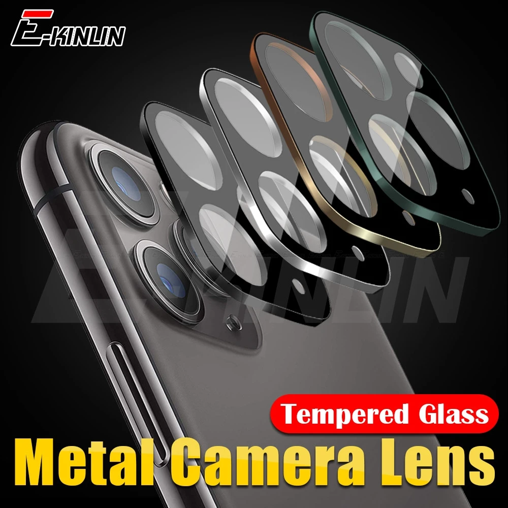 Back Camera Lens Case For iPhone 11 Pro Max Screen Protector Tempered Glass Rear Aluminum Metal Lens Ring Cover Protection Film