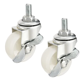 

uxcell Swivel Casters 2 Inch Nylon 360 Degree Caster Wheels White 66lb 1.5in w Brake M8 2x