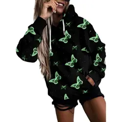 Calças esportivas femininas, roupas de rua, moda coreana, padrão de borboleta, moletom com capuz, outono de 2021