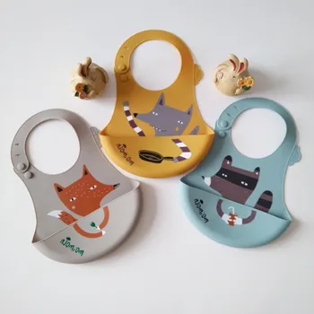 

1pc Cartoon Baby Bibs Waterproof Soft Silicone Bib Feeding Saliva Towel cute Animal Adjustable Toddler Breakfast Feedings