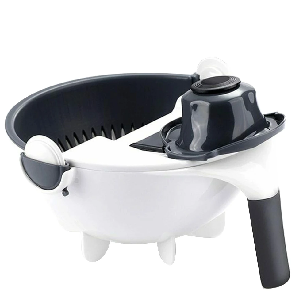 

9 In 1 Washing Slicing Nonslip Rotatable Removable Cover PP Kitchen Tools Home Vegetable Cutter Drain Water Multifunction Manual
