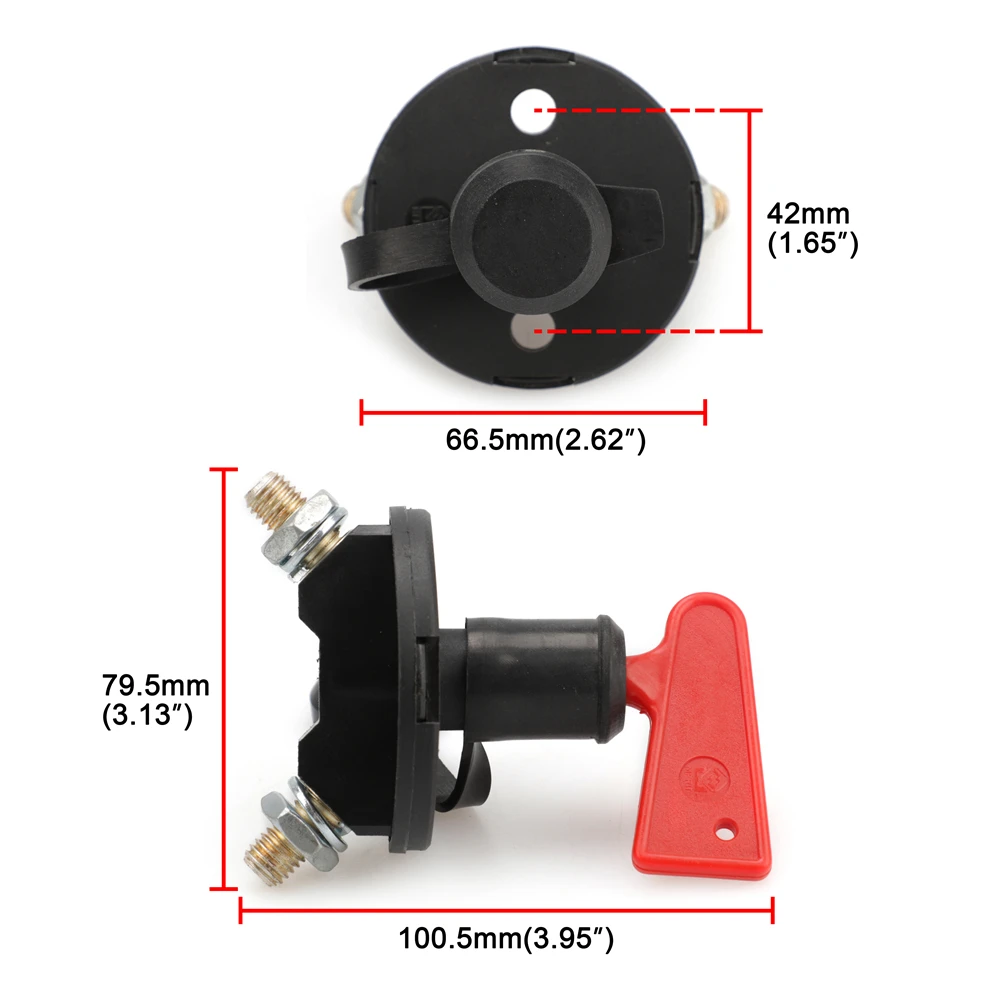RKURCK 4 Holes Battery Disconnect Isolator Cut OFF Power Kill Switch for Marine Boat Car ATV Motor Winch With 2 Keys