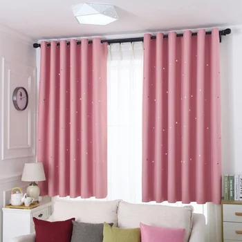 

100x200CM Bright Stars Children Fabric Curtains Blue / Pink Blackout Curtains For Children Bedroom Living /Room Home Decorative