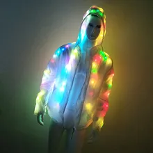 Мужские куртки Женская цветная светящаяся куртка светодиодная яркая светящаяся одежда пальто толстовки с капюшоном, светящийся рисунок Светоотражающая куртка для мужчин