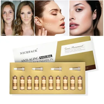 

10pcs Liquid Foundation Set Moisturizing Cover Blemishes Hide Pores Waterproof Foundation Liquid R1