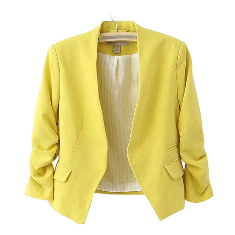 Women Blazers And Jackets 2020 Pink Short Candy Color Blazer Office Ladies Jacket Blazer Feminino Women's Tops Blazers Mujer