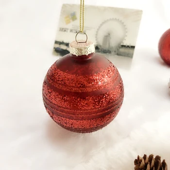 

Christmas tree decorations glass ornaments small pieces mall layout window foreign trade 6.8cm red powder circle ball