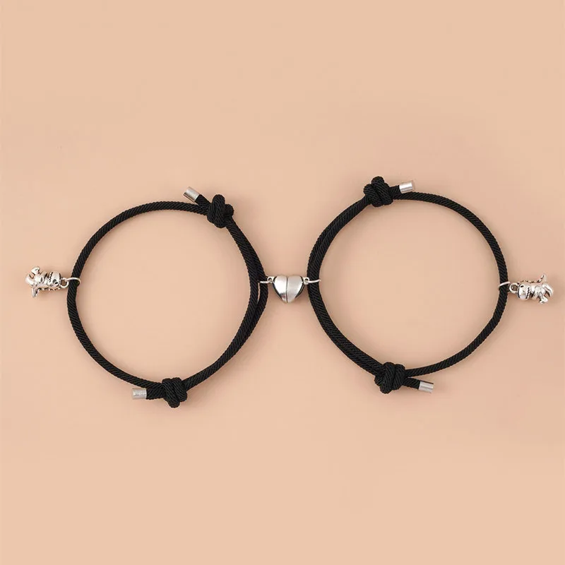 Bracelet Jewelry 2pcs Magnetic Stainless Steel Pendant Charm Couple Bracelets