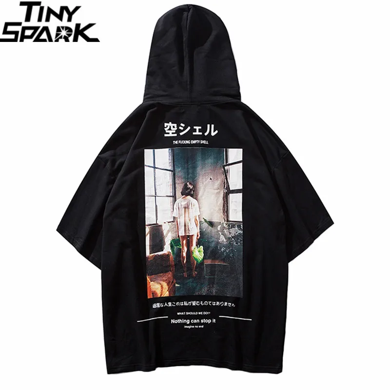 Meilleur Hommes à capuche T Shirt Hip Hop Style japonais 2019 été T Shirt Streetwear Harajuku T Shirt à capuche à manches courtes hauts t shirts coton