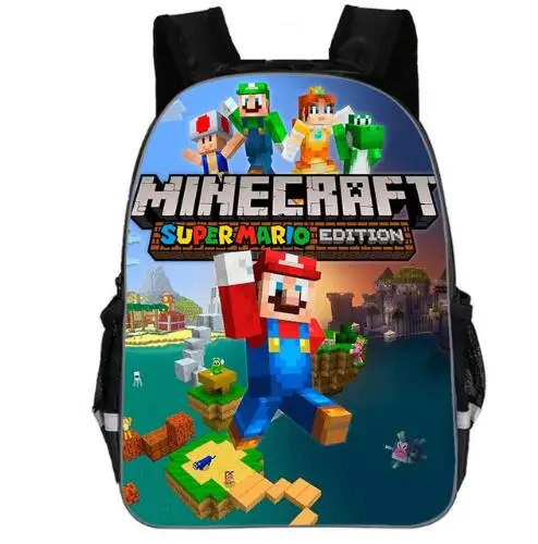 Сумка с мультипликационным принтом Minecraft школьный рюкзак для детей милый