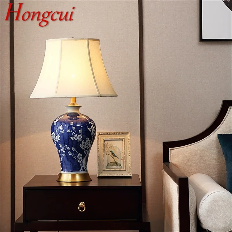 Hongcui латунные настольные лампы синий керамический Настольный светильник