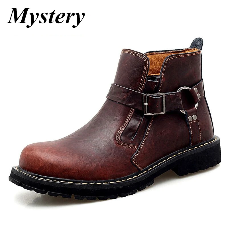 

2019 New Brand Autumn Winter Men's Boots Cow Leather Men Shoes Fashion Motorcycle Boots Comfortable Ankle Boots Casual Shoes
