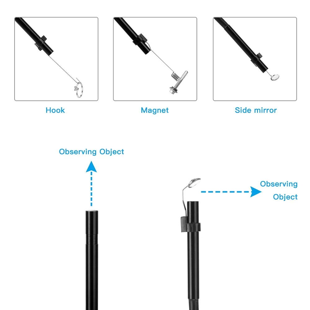 F220 5.5mm 5MP HD WIFI Wireless Borescope Endoscope Camera Hard Wire Support IOS Android Smart Phone with 6 Adjustable LED