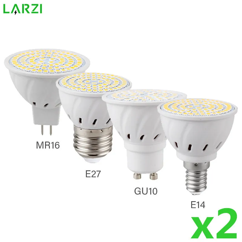 2 шт./лот E27 E14 MR16 GU10 Светодиодная лампа Lampada 110 В 220 Bombillas Светодиодный прожектор 48 60