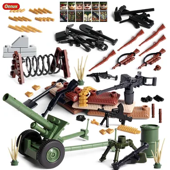 

Oenux New WW2 The Battle Of Normandy Mini USA Army Soldiers Figure Weapon Military Small Building Block Brick MOC Toy Kid Gift