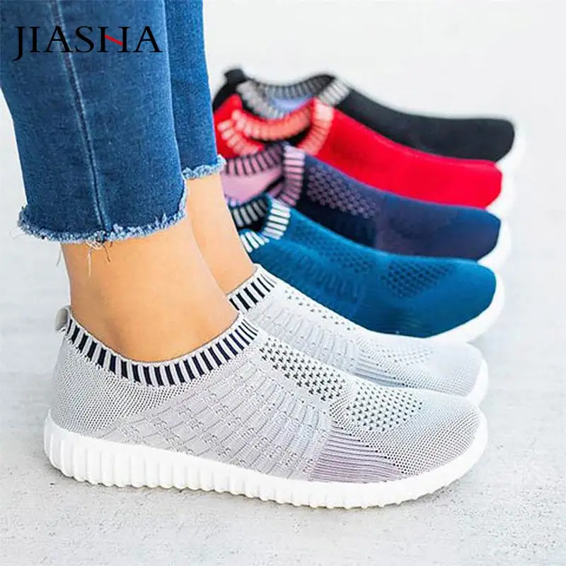 

Casual shoes women sneakers socks shoes2019 solid color round toe light comfortable breathable sneakers women shoes plus size
