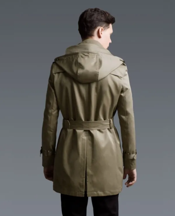 S-6XL, Мужская короткая куртка с капюшоном, Тренч, весна-осень, двубортный, Повседневный, деловой, приталенный, однотонный, с поясом, Тренч размера плюс, Casaco