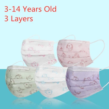 

10 /50 PCS Disposable Children Mask Cute Cartoon Print Mouth Mask Protective Mask 3-14Y Kid Face Mask mondkapjes 3 Layers