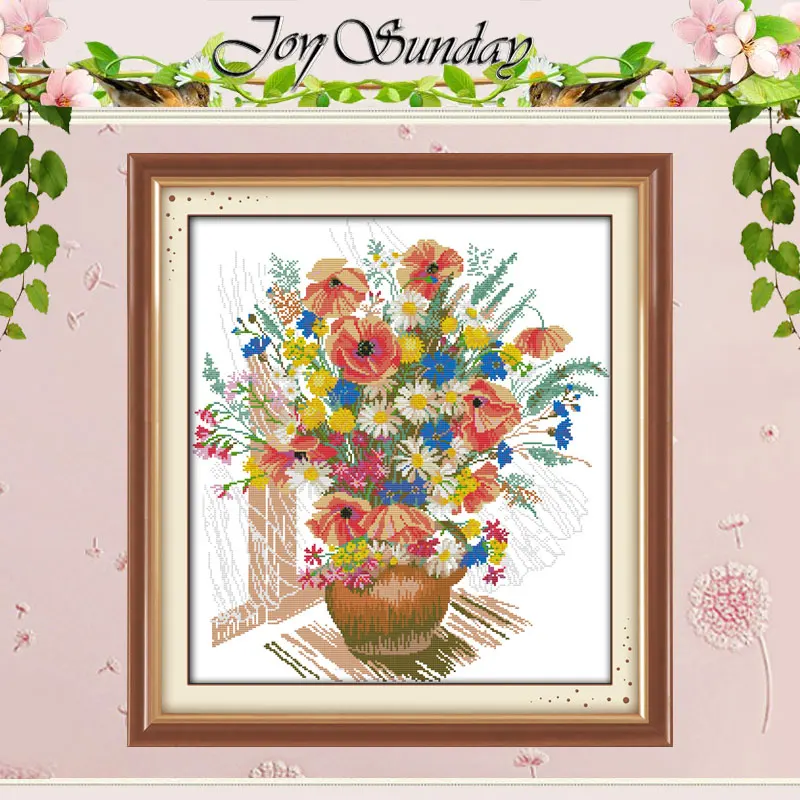 ColorfulflowervasePatternscountedCrossStitch11CT14CTCross