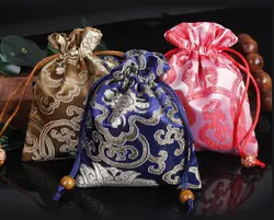 Утепленные богатый цветок украшений мешок подарка drawstring шелковой парчи упаковка сумка брелок духи Макияж Инструменты карман для хранения