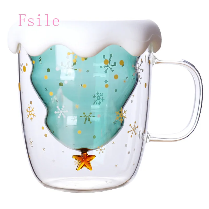 Pyrex Star Wish Cup креативная бутылка для воды Рождественская елка чашка двойная крышка офисная Марка кофейная чашка пара Студенческая Подарочная чашка