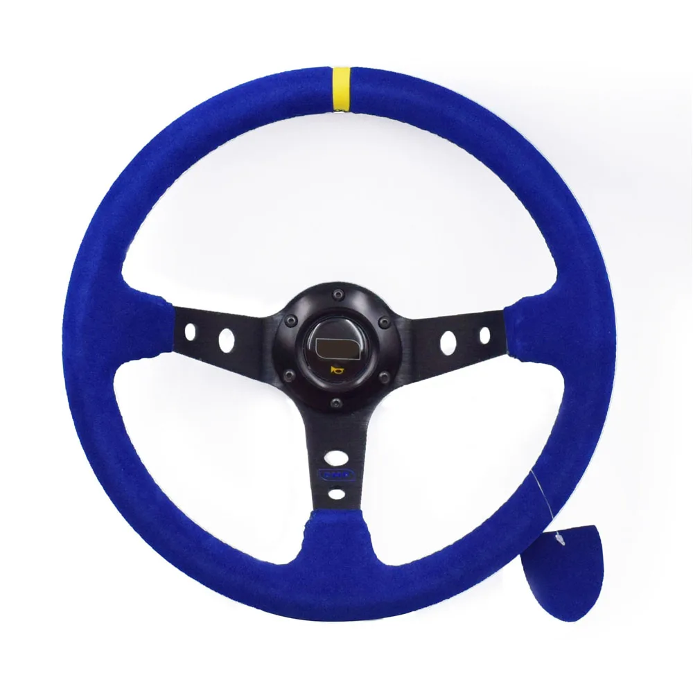 14 дюймов замша Дрифт рулевое колесо - Название цвета: Blue Black Frame