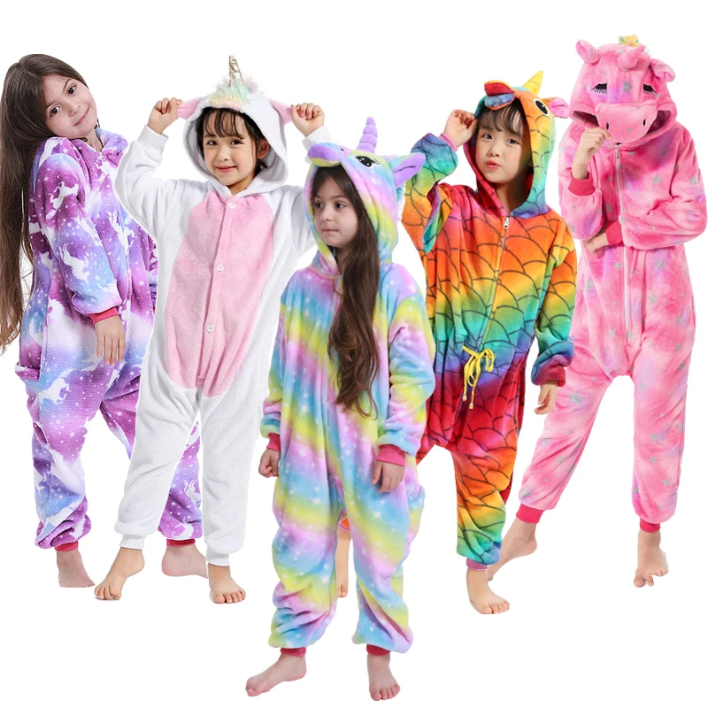 Kegurumi Unicorn Pajamas For Kids Girls Flannel Pijamas Suit Winter Children Unicornio Sleepwear Baby Boys Pyjamas Animal Onesie