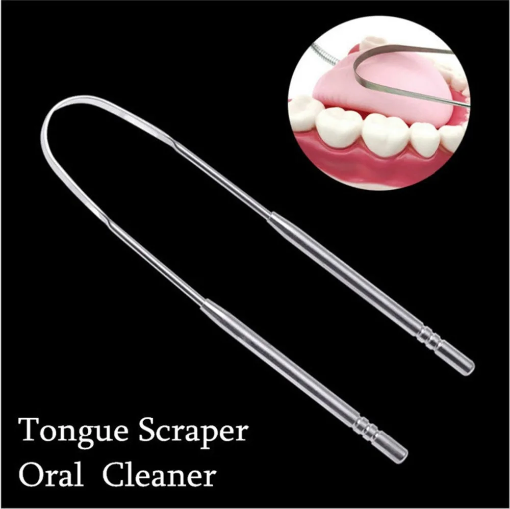 

Stainless Steel Tongue Scraper Cleaner Dental Oral Hygiene Care Tools Cleaning Coated Tongue Toothbrush Fresh Breath