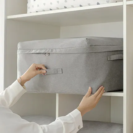 Foldable Clothes Quilt Storage Bags Organizer Pillow Blanket Boite Rangement Large Capacity Clothing Storage Bag Home Organizer gray