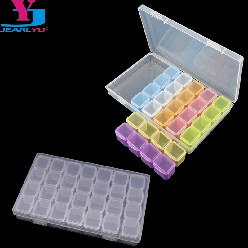 

28 Grids Empty Nail Art Decoration Storage Box Case Removable Acrylic Beads Powder Paillette Rhinestone Container Accessoires