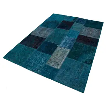 

166x241 Cm Turquoise Handmade Patchwork Rug-5x8 Ft