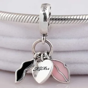 

Original Moustache Lips With Love Heart Love Couple Pendant Beads Fit 925 Sterling Silver Charm Pandora Bracelet Diy Jewelry