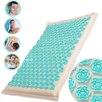 

( SHIP NOW ) Lotus Spike Acupressure Massage Mat Natural Organic Linen Cotton Cushion Relaxation Relieve Stress Tension Yoga Mat