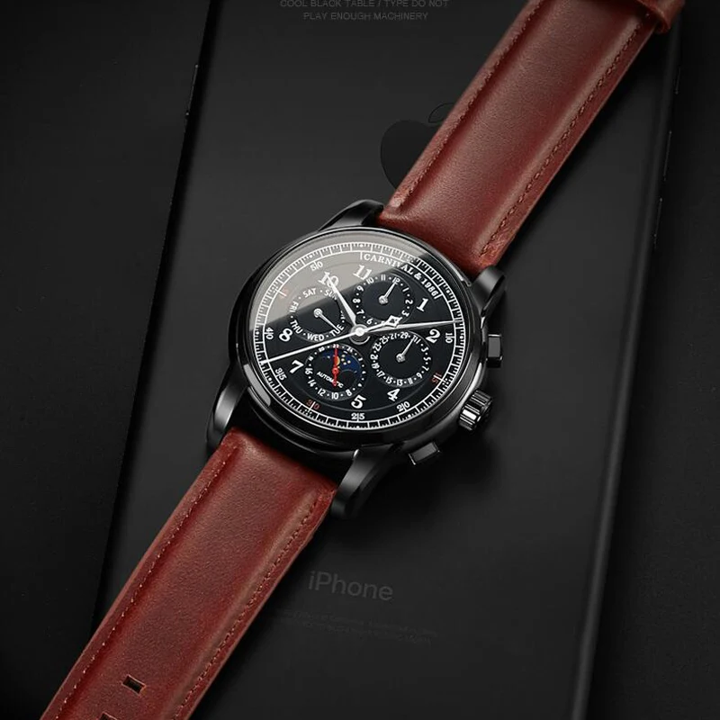 

Schweiz Top Marke Sapphire Männer Mechanische Uhr Automatische Mode Luxus Leder Uhr Retro Wasserdicht Relogio Masculino