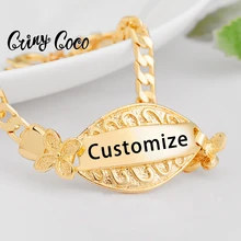 

Cring Coco Hawaiian Personalize Engrave Name Bracelet Custom Family Adjustable Bracelets Unique Custom Gift for Women Female New