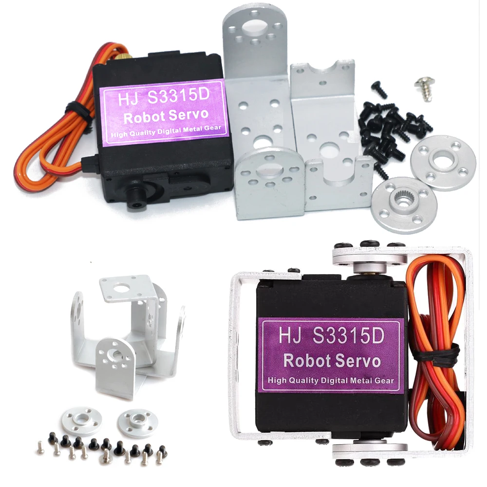 RC S3315D сервопривод, HJ S3315D 15 кг металлический матовый сервопривод вращающийся на 180 градусов с длинным и коротким прямым U Mouting