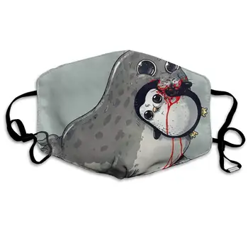 

Face Mask Cute Sea Lion and Penguin Marvellous Cycling Half Face Earloop Dust Mask for Women