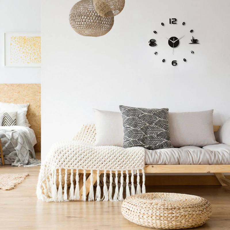 Веселые кофейные настенные часы зеркальный фон настенный стикеры Семейные