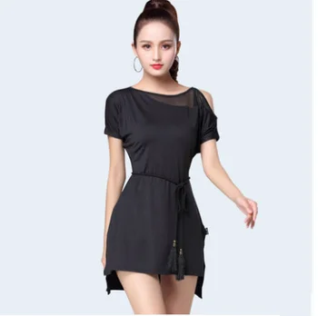 

2020 latin dance dress short sleeve irregular skirt lady ballroom tango dresses cha salsa clothes for women latin practice wear